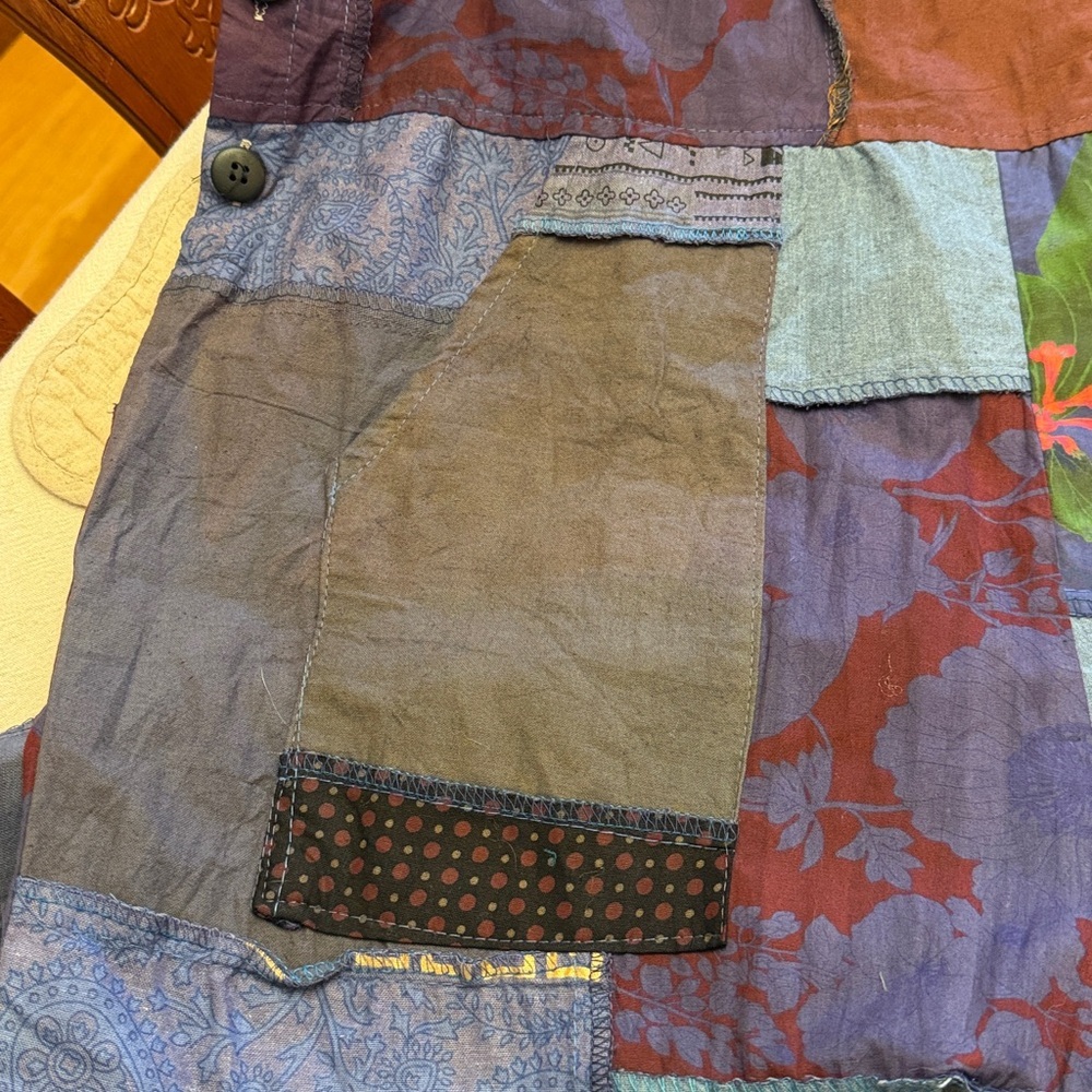 Ashley Taylor Patchwork overall jumpsuit romper one size multi-color purple - Picture 11 of 11